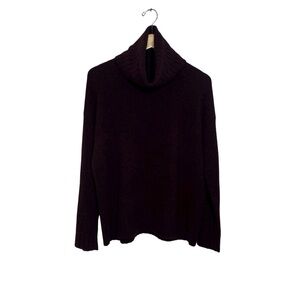 Theory Women's Size Medium Wool Yak Blend Burgundy Wine Turtleneck Knit Sweater